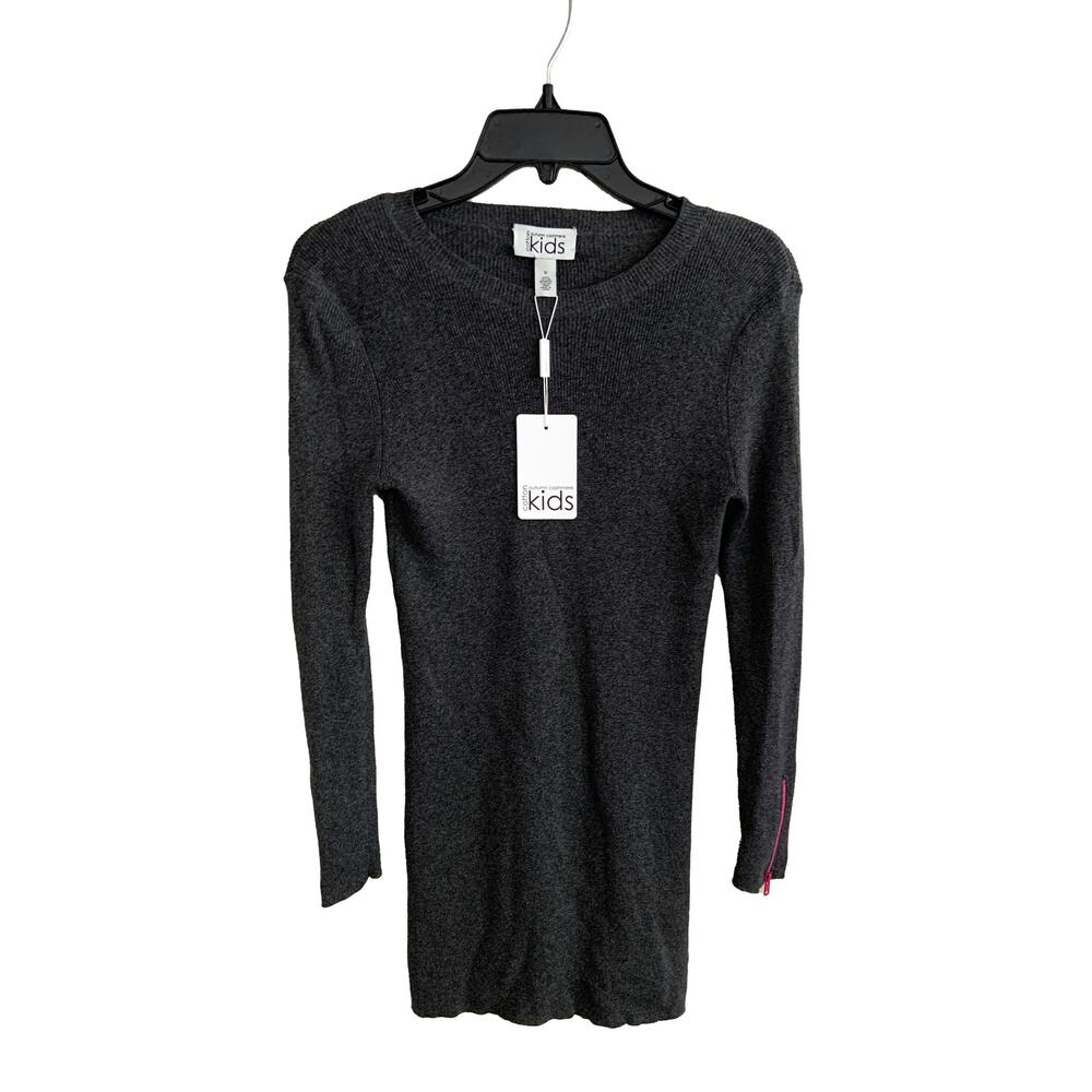 Autumn Cashmere Kids Cotton Long Sleeve Sweater Dress Grey Round Neck Sz 12 NWT